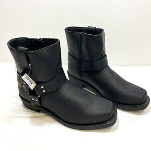 Dingo Leather Motorcycle Boots Men's 12EW Black Rev Up Zipper DI19090 Square Toe